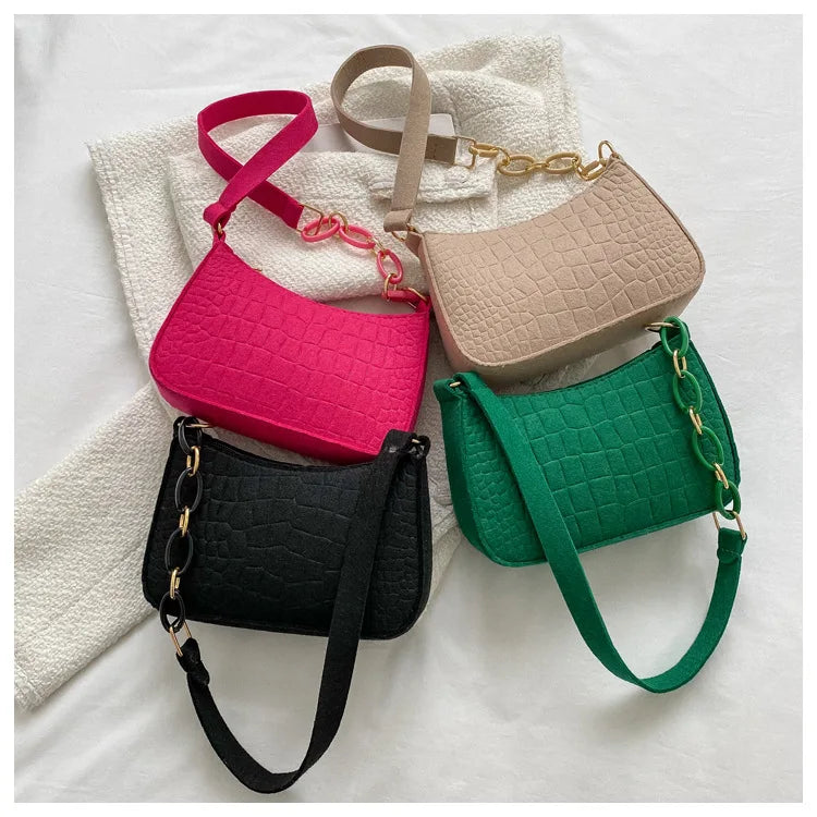 Fashion Texture Felt Cloth Armpit Saddle Bag | New Soft Unlined One Shoulder Bag Designer Purse for Women Luxegan