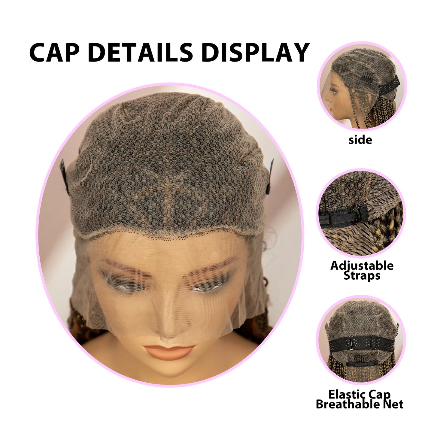 Boho Box Braided Wig with Curly Hair | Goddess Locs Accents | Full Lace Brown Braids Wig | Bohemian Box Braid Wig - Luxegan