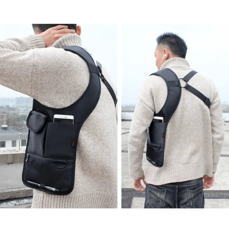 Anti-Pry Organizer Hidden Underarm Bag Inspector Leather Case Tablet Card Holder Wallet Men's Chest Bag Shoulder Bag Luxegan