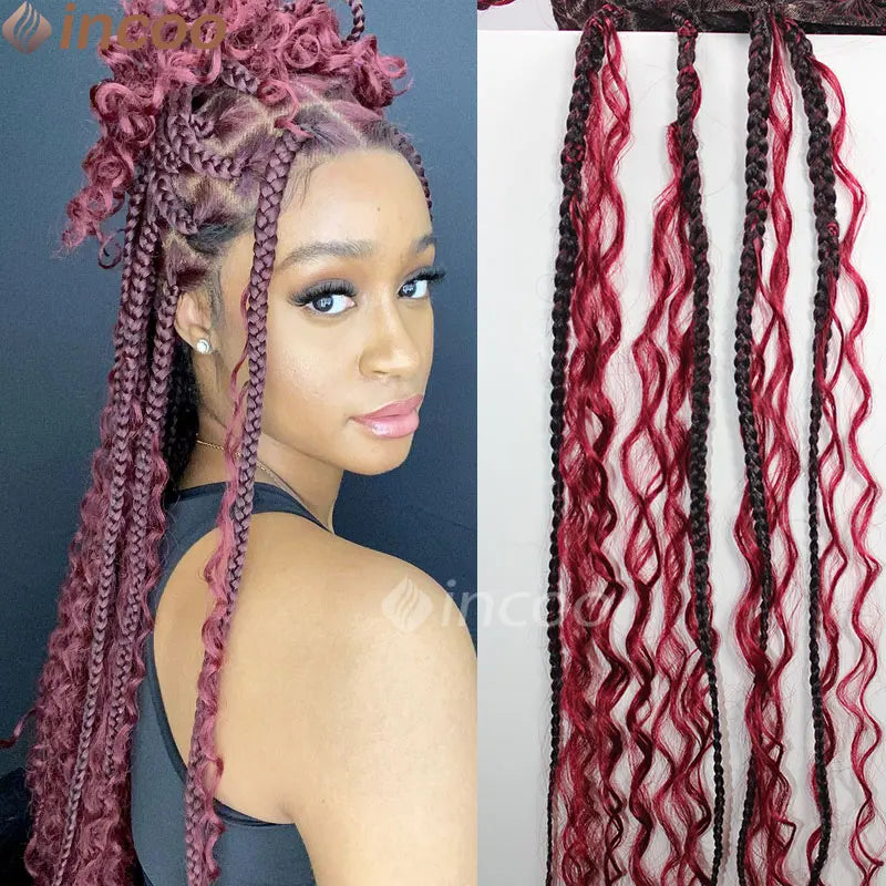 613 Blonde & Burgundy Butterfly Braids Wig | 36" Full Lace | Goddess Locs & Box Braids Luxegan