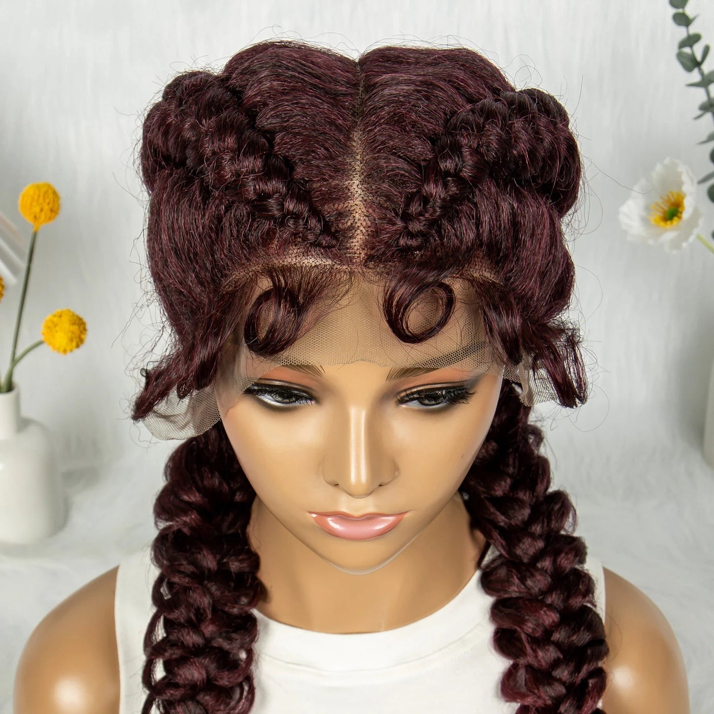36" Twisted Braids Lace Front Wig | 13x1 | Senegalese Twist | Baby Hair | Handmade Synthetic Braids Luxegan