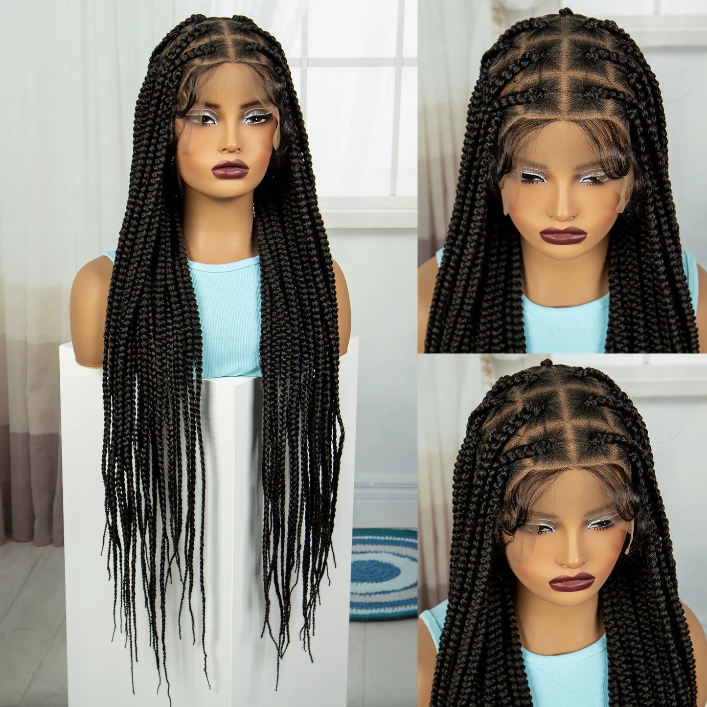 36" Knotless Box Braids Wig | Full Lace | Baby Hair | Natural Look Luxegan