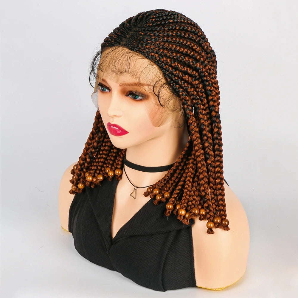 14" Short Braided Bob Wig | Lace Front | Heat Resistant | Black Women Luxegan