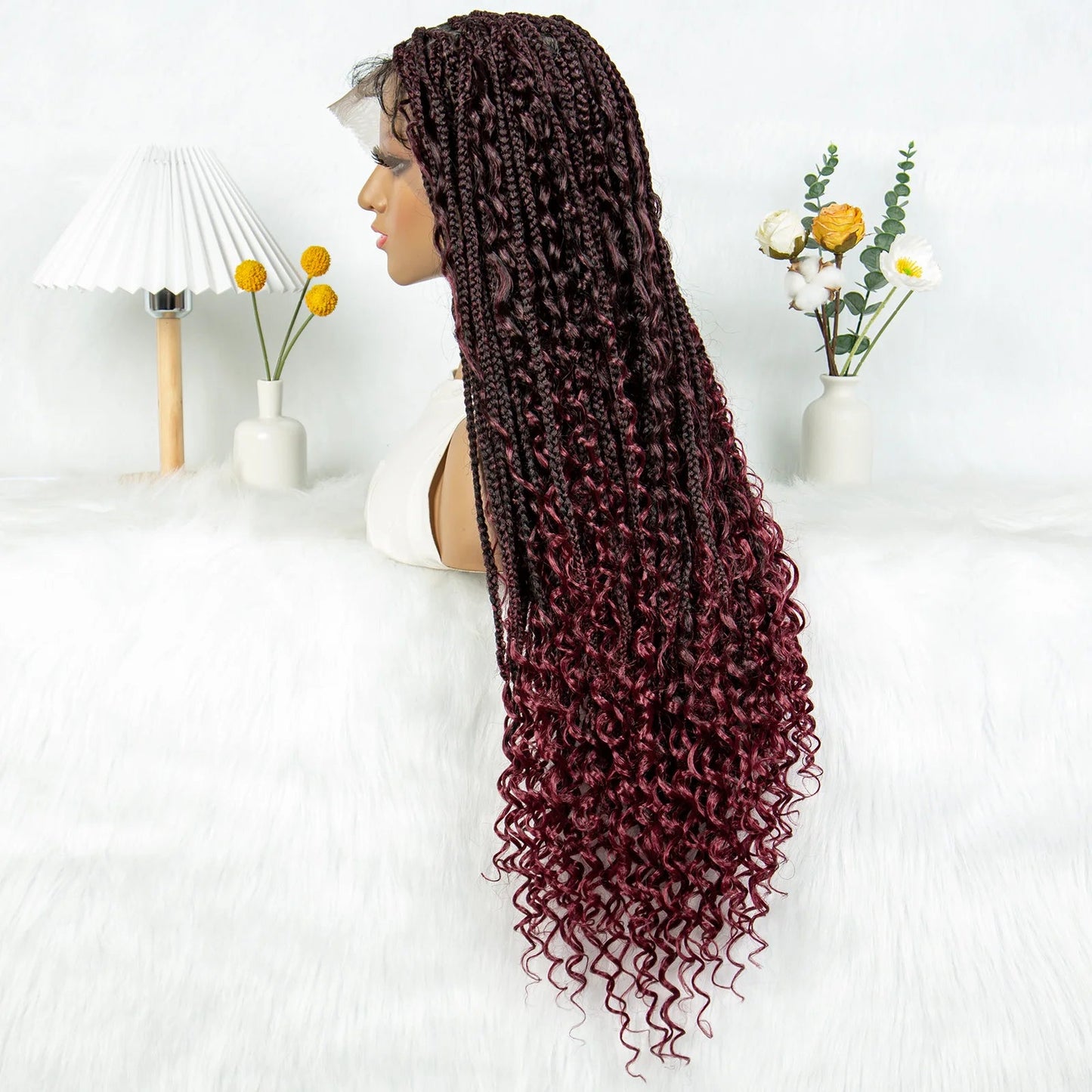 32" Natural Boho Knotless Braids Wig | HD Lace Front | Baby Hair | Synthetic Luxegan