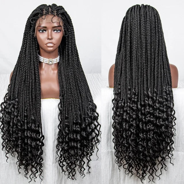36" Deep Wave Dreadlocks Braided Wig | Lace Front | Baby Hair | Natural Look Luxegan