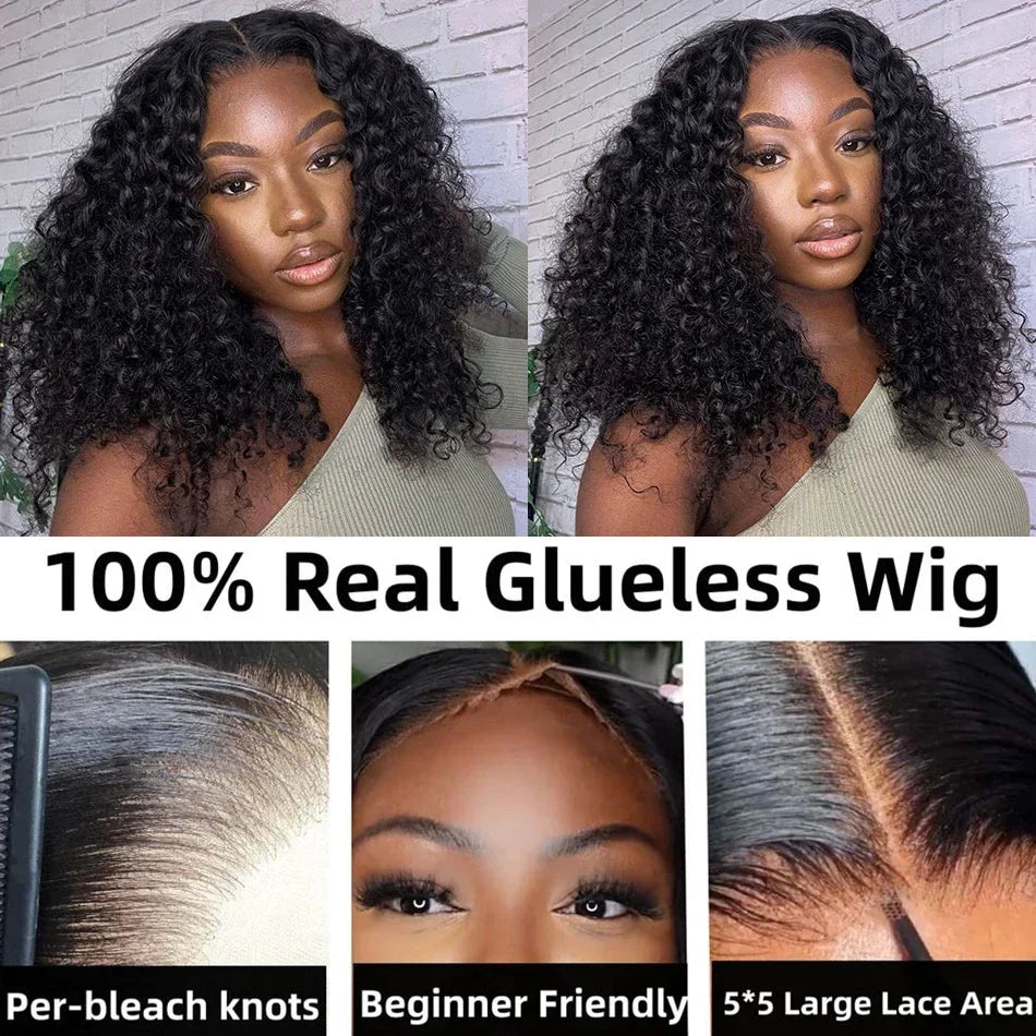 13x4 Deep Wave Bob Wig | Glueless Lace Front | Brazilian Remy Human Hair | Transparent Lace