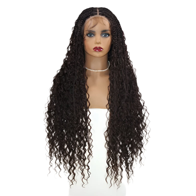 360 Synthetic Lace Front Box Braids Wig Bohemian Goddess Locs Braided Wig With Baby Hair Full Lace Braided Wigs Women Ombre Wig Luxegan