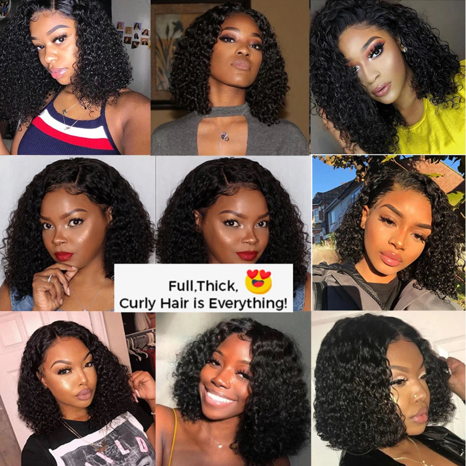 Glueless Kinky Curly Bob Wig | 13x4 Transparent Lace Front Brazilian Human Hair (Ready To Go) Luxegan