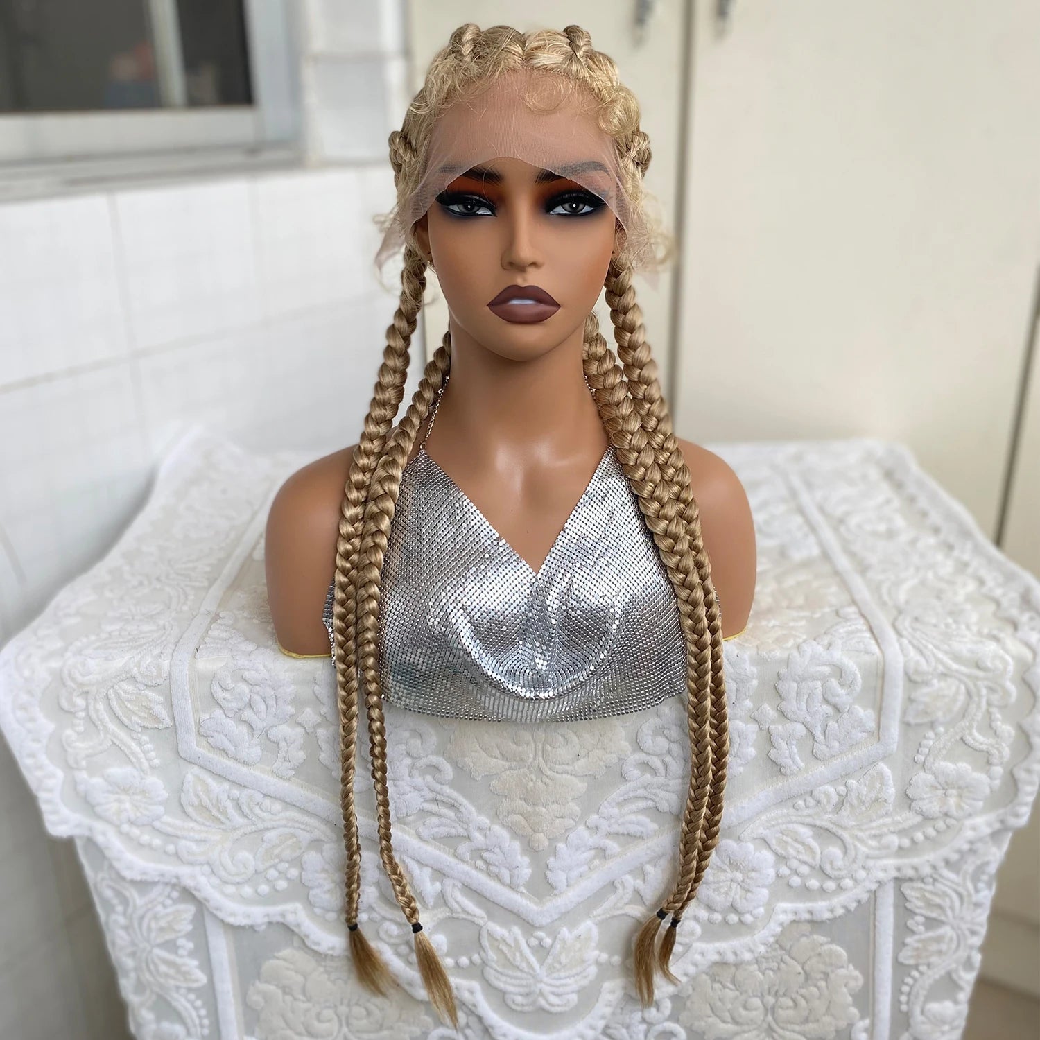 32" Twist Cornrow Braids Wig | Lace Front | Baby Hair | DIY & Cosplay | Synthetic Luxegan