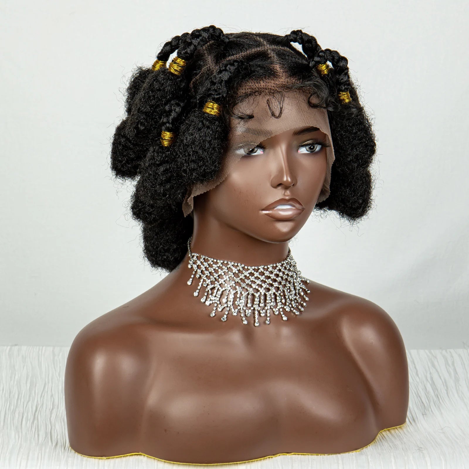 Handmade Bantu Knots Braided Wig | Short Knotless Braids | Full Lace Wig with Baby Hair | Synthetic Braiding Wig for Black Women