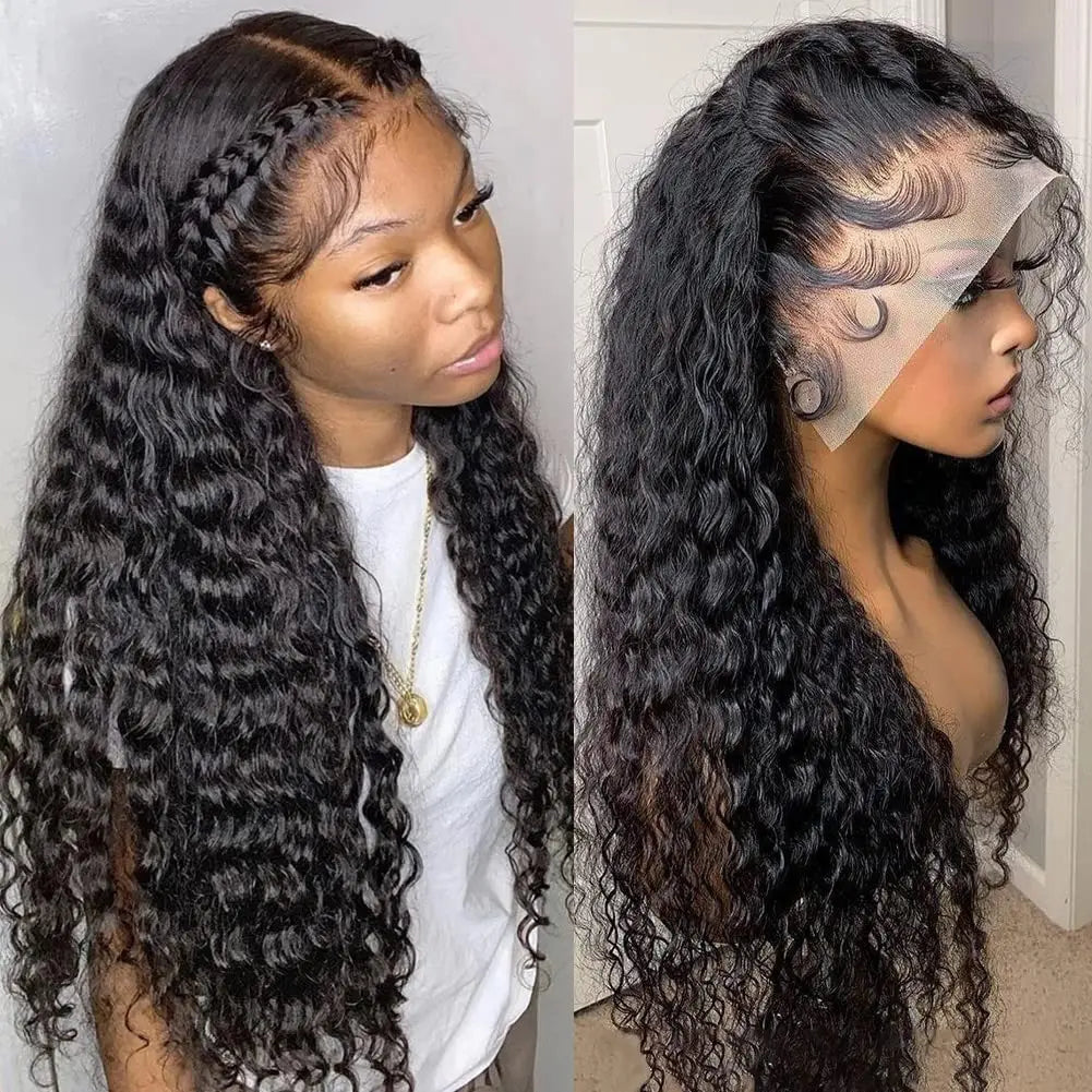 Deep Wave 13x6 HD Transparent Lace Front Human Hair Wig | Brazilian Water Wave 13x4 Lace Frontal & 4x4 Lace Wigs for Women Luxegan