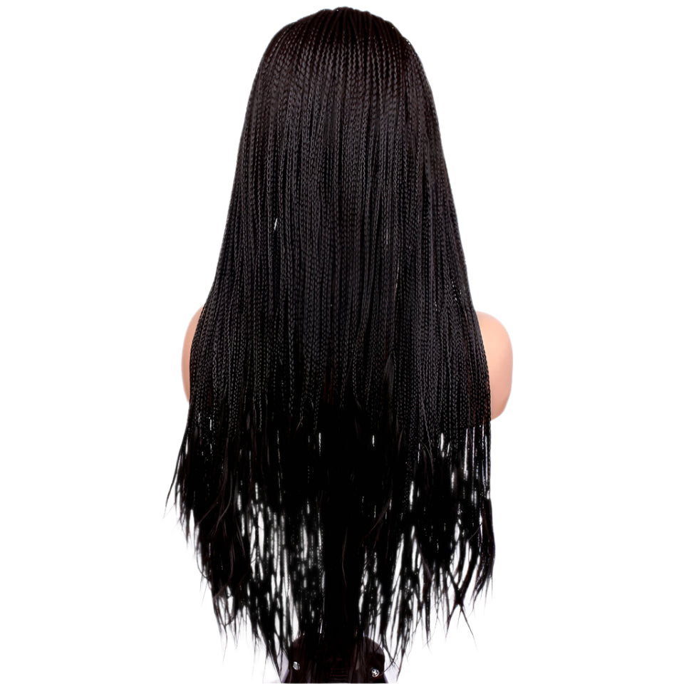 4" Micro Box Braids Cornrow Wig | 13x3 Lace Front | Hand Braided | Synthetic Hair | Black Women