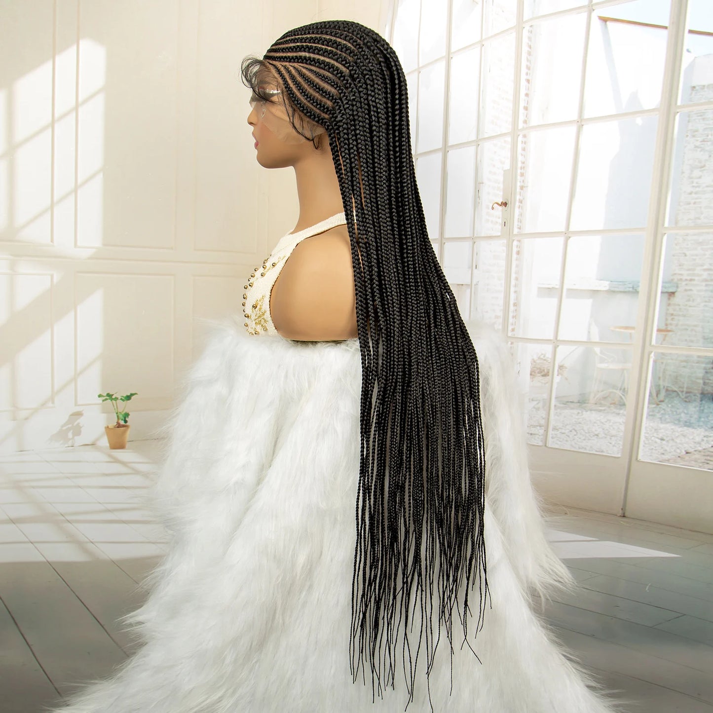 Premium Full Lace Box Braided Wig - Knotless Braids, Baby Hair, Natural Look