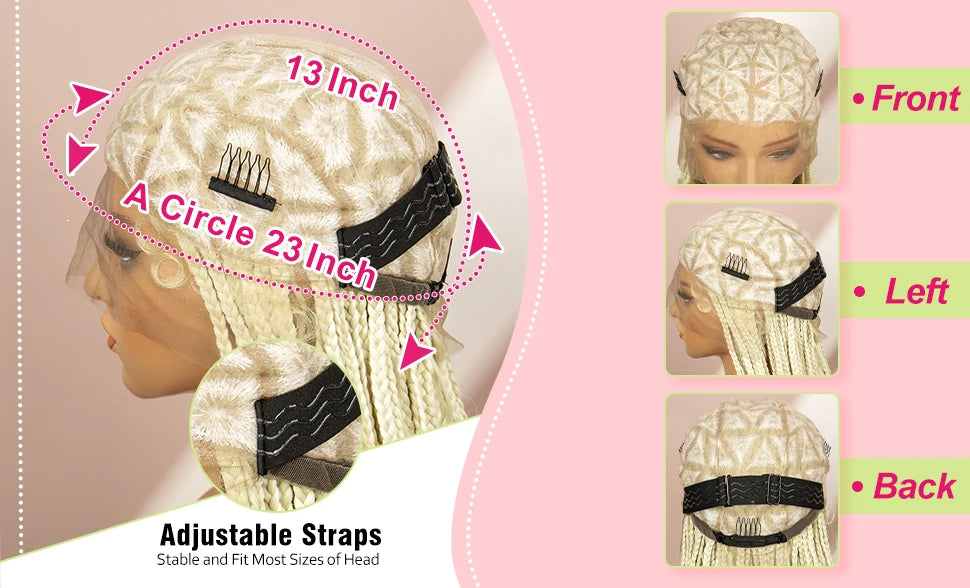 Boho Box Braided Wig with Curly Hair | Goddess Locs Accents | Full Lace Brown Braids Wig | Bohemian Box Braid Wig - Luxegan