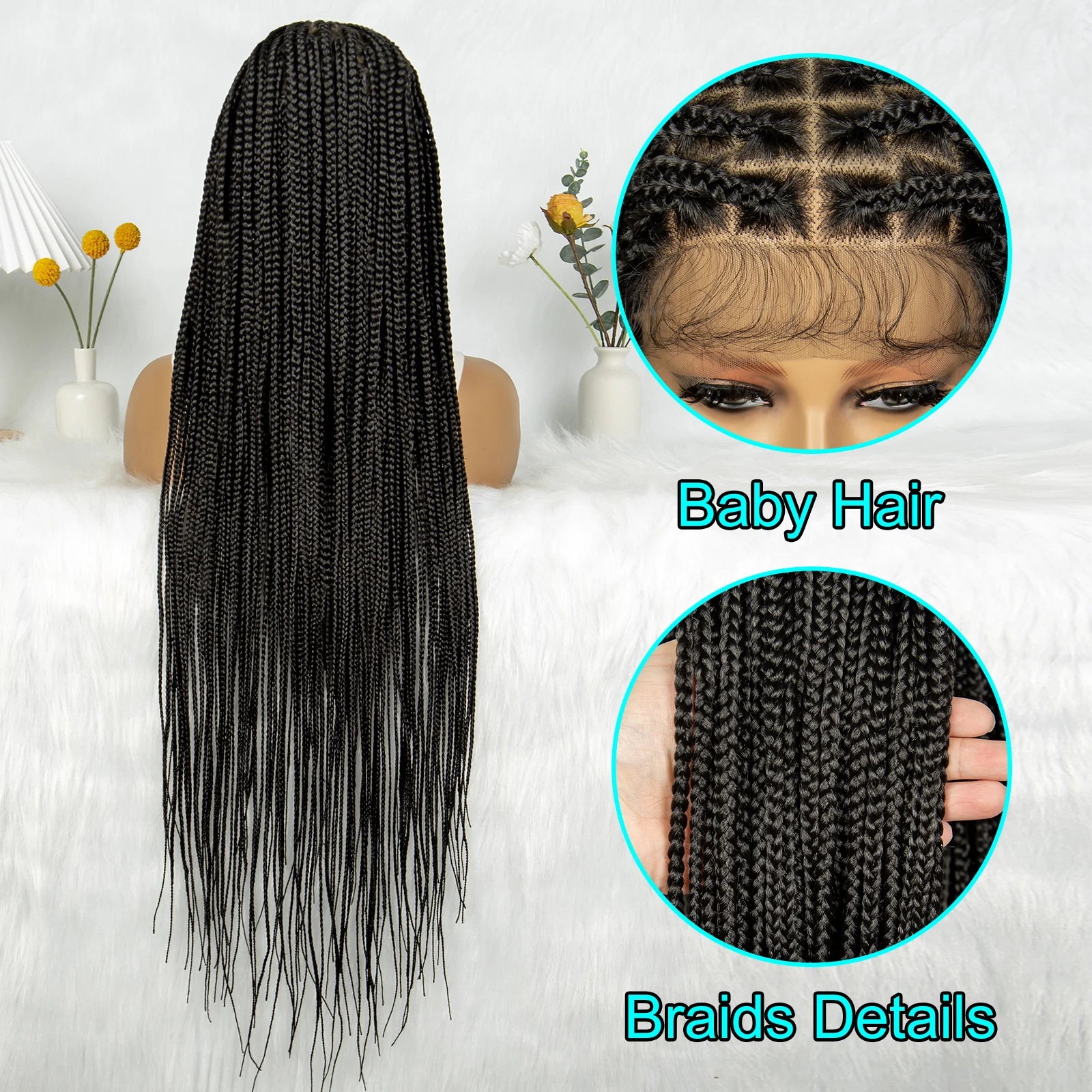 Full Lace Twisted & Box Braids Wig | Cornrow Accents Luxegan