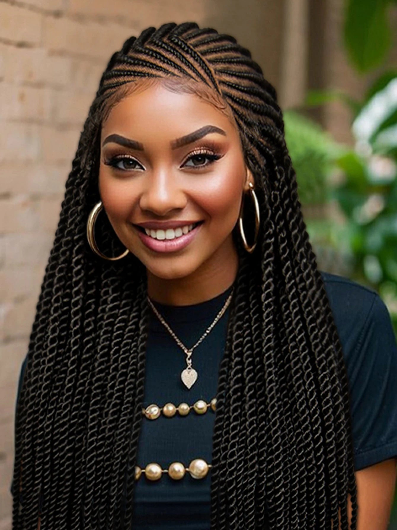 32" Cornrow Braided Wig | Full Lace Box Braids | Transparent Lace Front Wig for Black Women