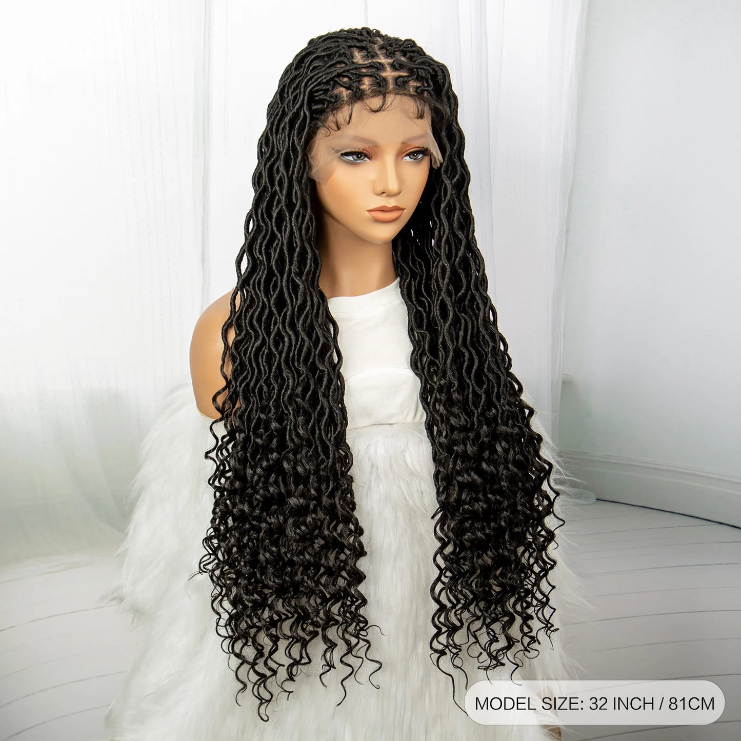 32 Inch Goddess Locs Lace Front Wig | Curly Ends | Faux Locs | Synthetic Hair | With Baby Hair