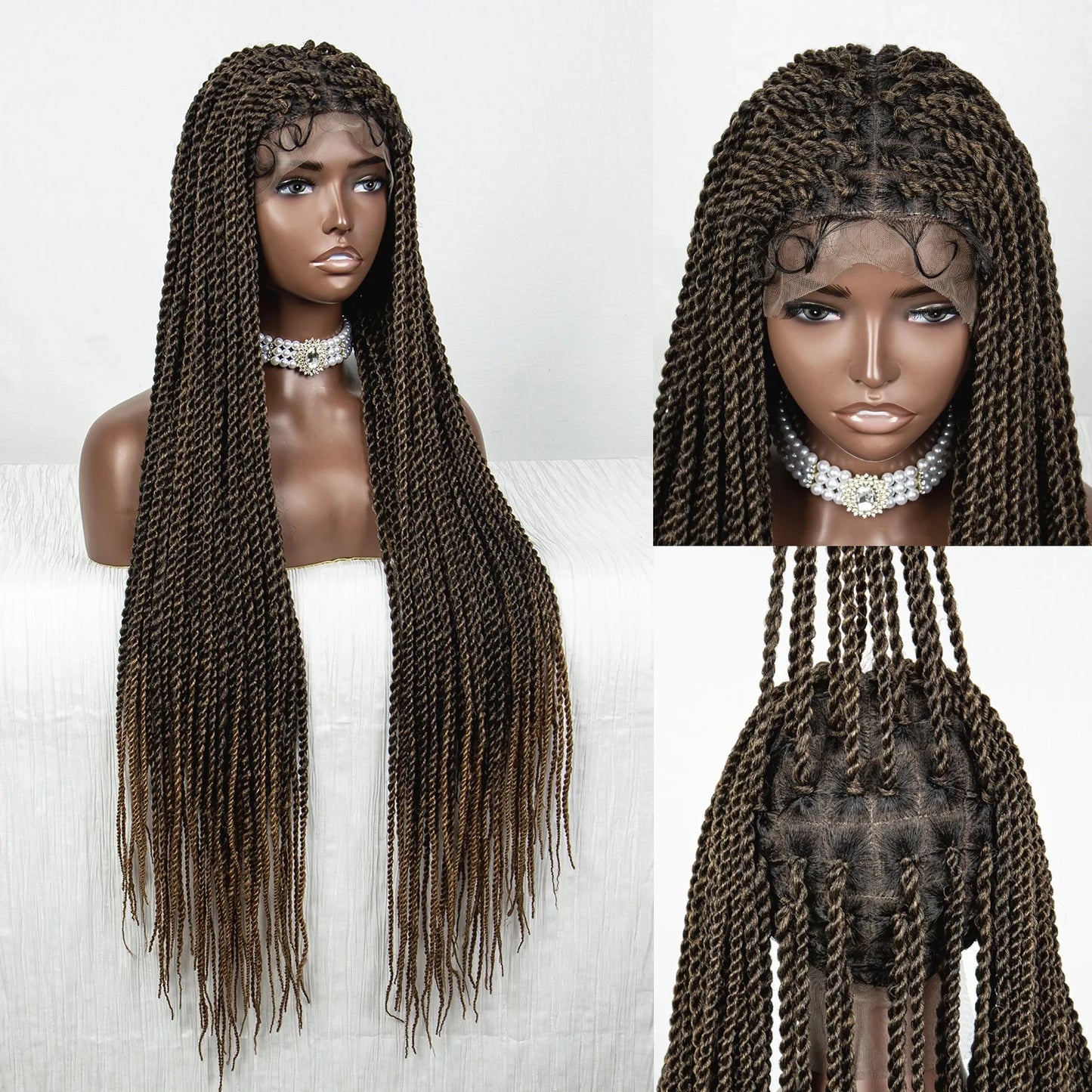 40" Long Straight Braided Wig | Full Lace | Baby Hair | Colored Braids Luxegan