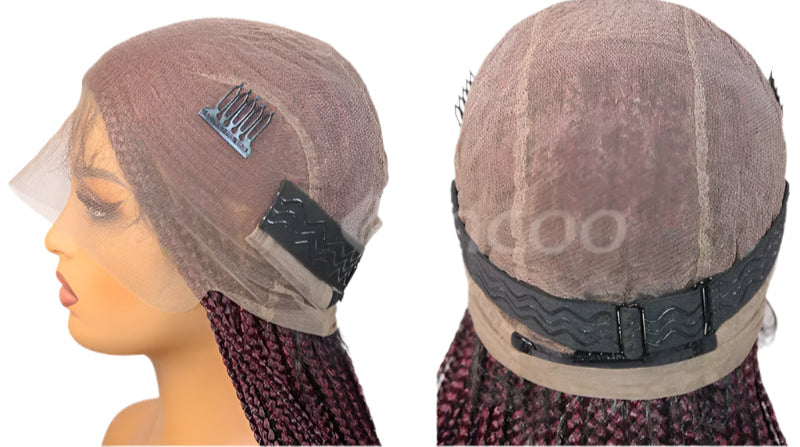 36" Cornrow Braided Wig | Full Lace Front Wig | Blonde Box Braids | Side Part | Synthetic Hair