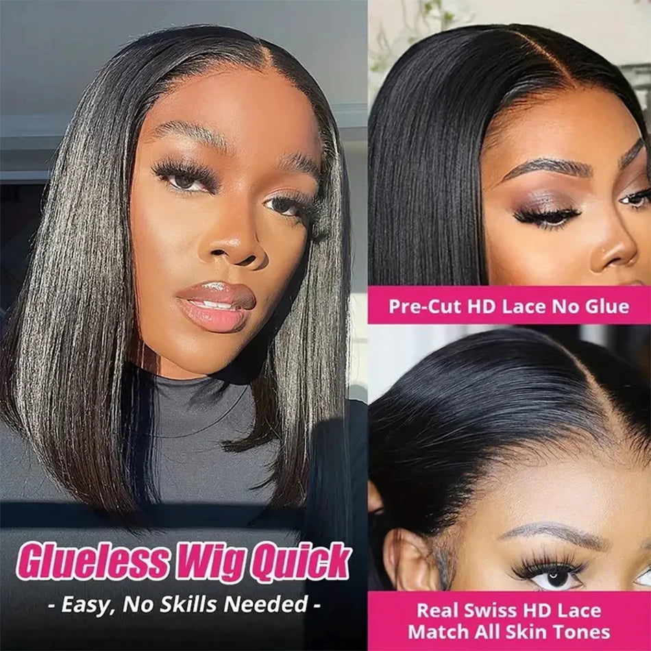 Brazilian Straight Bob Wig | Glueless Lace Front Wig | 180% Density | 4-16 Inches