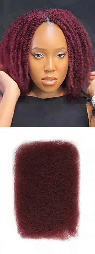 Remy Afro Kinky Bulk Human Hair for Braiding | No Attachment DIY Mini Twists & Braids (Brazilian, 1Pc) Luxegan