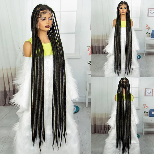 60" Super Long Knotless Box Braids Wig | Transparent Full Lace Luxegan
