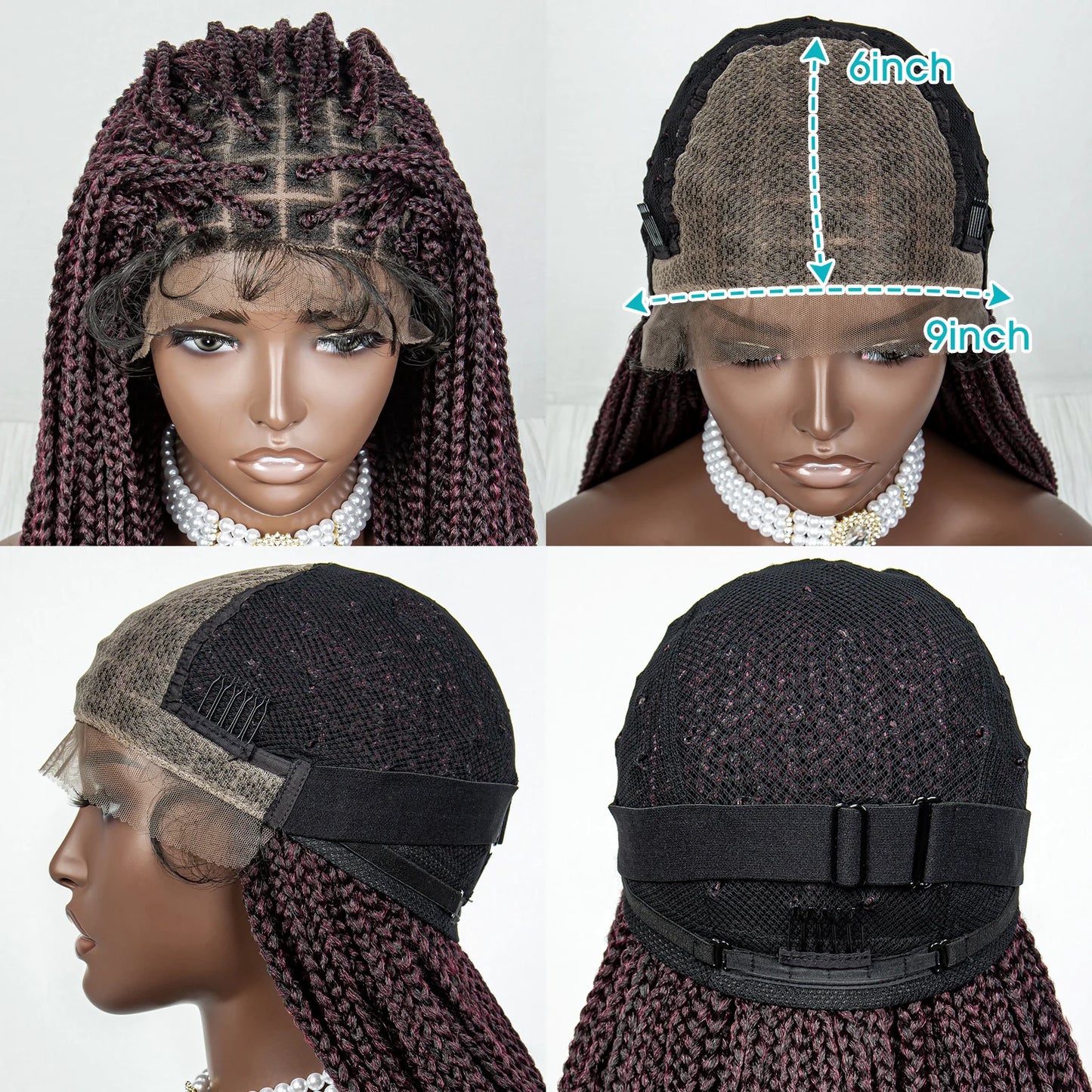 36" Water Wave Braided Wig | Lace Front | Baby Hair | Long Braids Luxegan