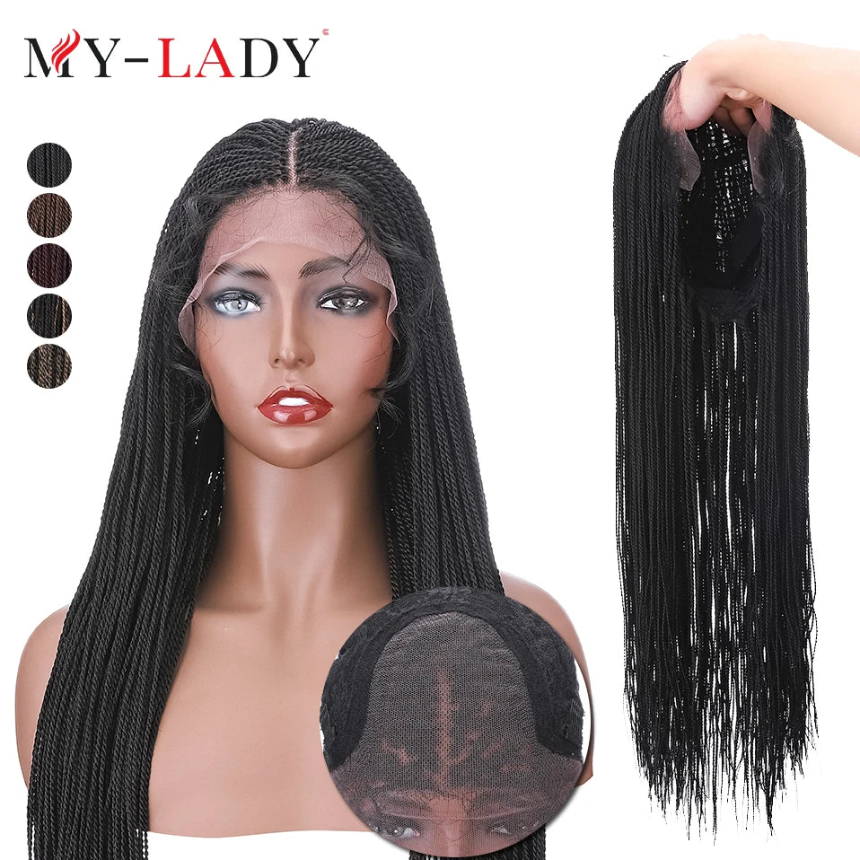 30" Box Braids Lace Front Wig | Baby Hair | Afro Synthetic Braids | Black Women Luxegan