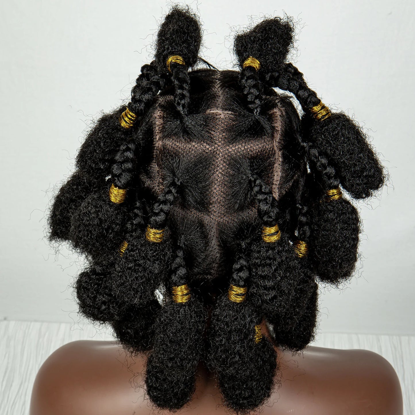 Handmade Bantu Knots Braided Wig | Short Knotless Braids | Full Lace Wig with Baby Hair | Synthetic Braiding Wig for Black Women