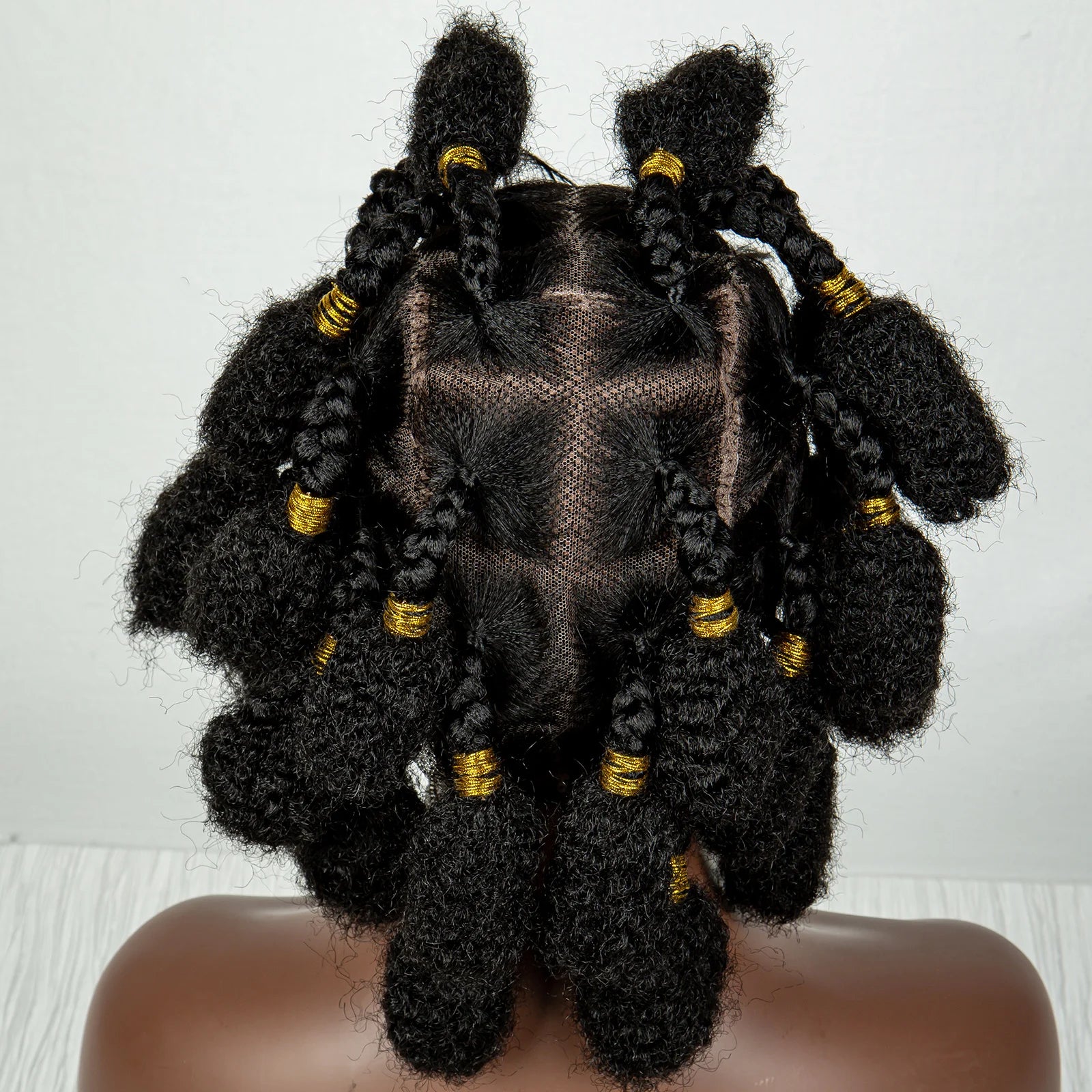 Handmade Bantu Knots Braided Wig | Short Knotless Braids | Full Lace Wig with Baby Hair | Synthetic Braiding Wig for Black Women