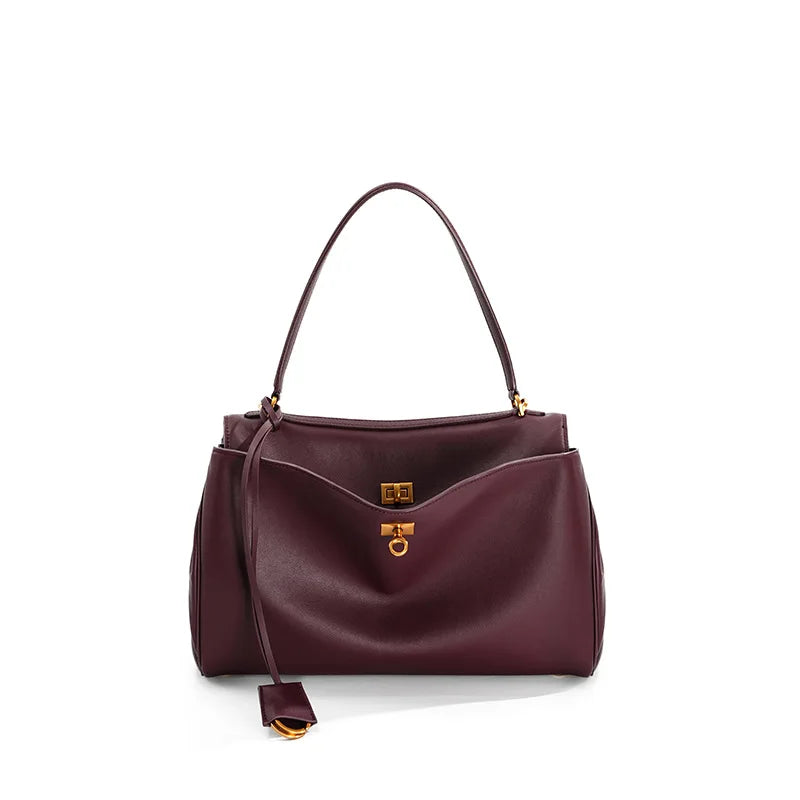 Rodeobag Leather Handbag | Single Shoulder Crossbody Bag | Large Capacity Women's Commuting High-end Tote Bag Luxegan