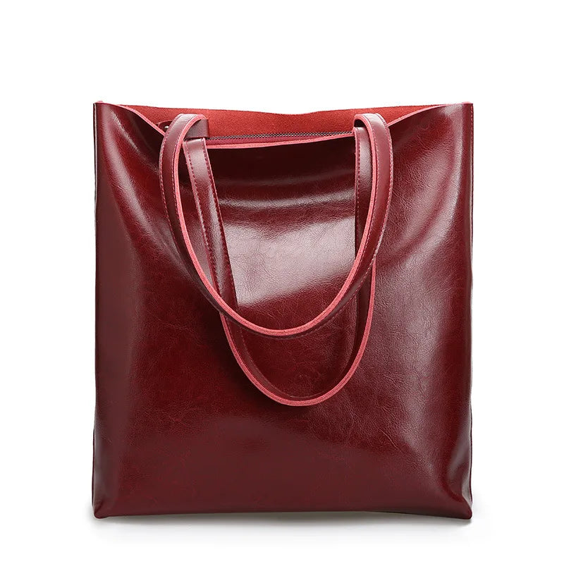 Real Genuine Leather Women's Shoulder Bags | Large Capacity Female Fashion Office Retro Handbag (Cow Leather, Big Bags for Women) Luxegan