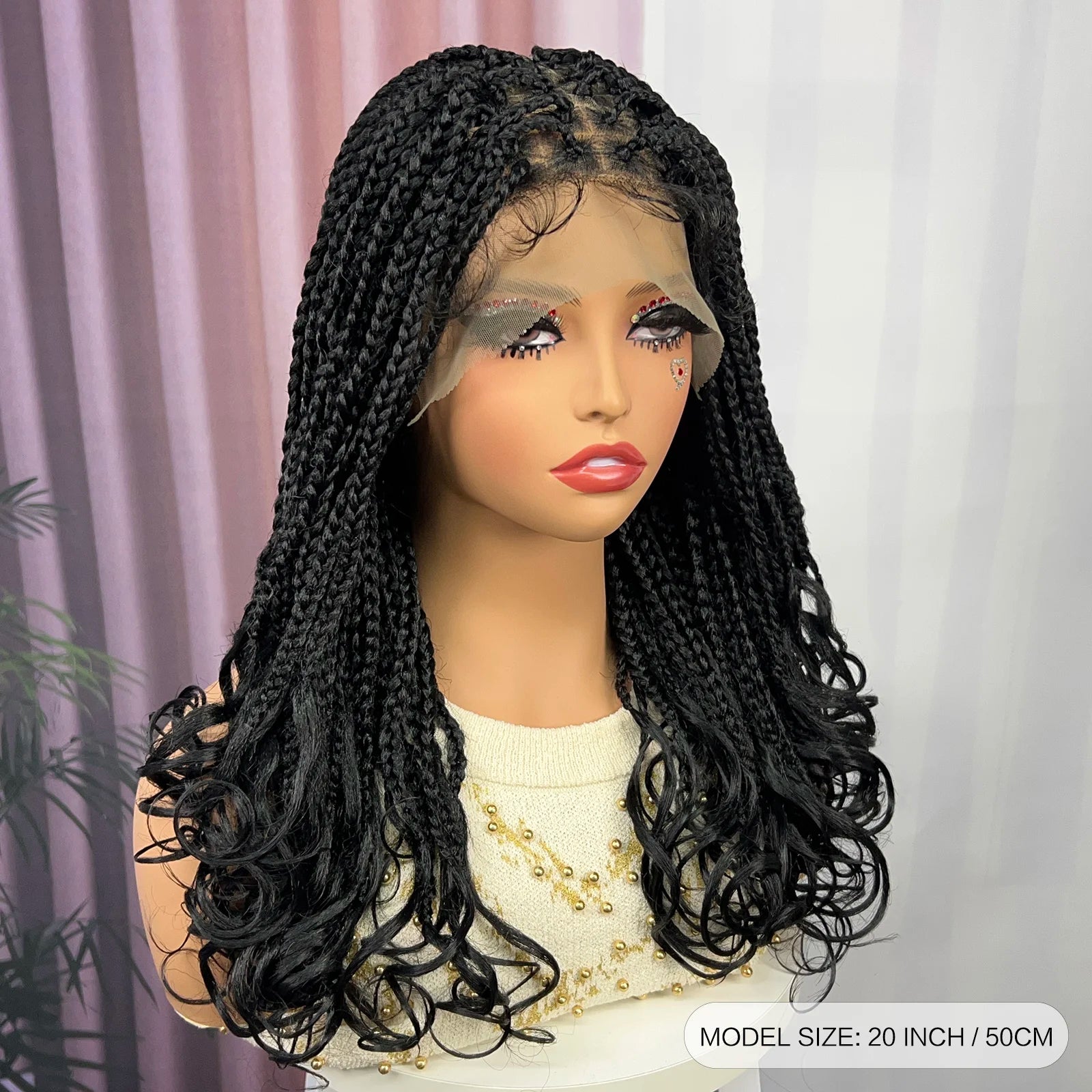 Ombre Knotless Box Braided Wig with Wavy Ends - Lace Front Braided Wig with Baby Hair for Black Women