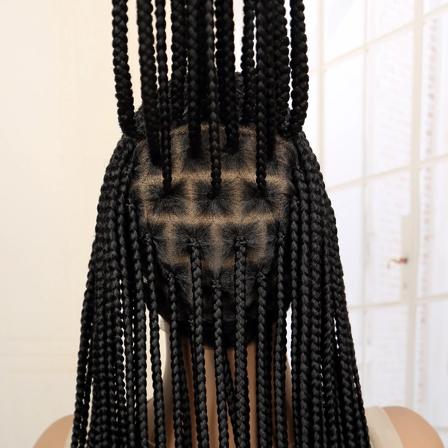 36" Cornrow & Knotless Box Braids Wig | Full Lace | Baby Hair | Twist Accents | Kanekalon Hair