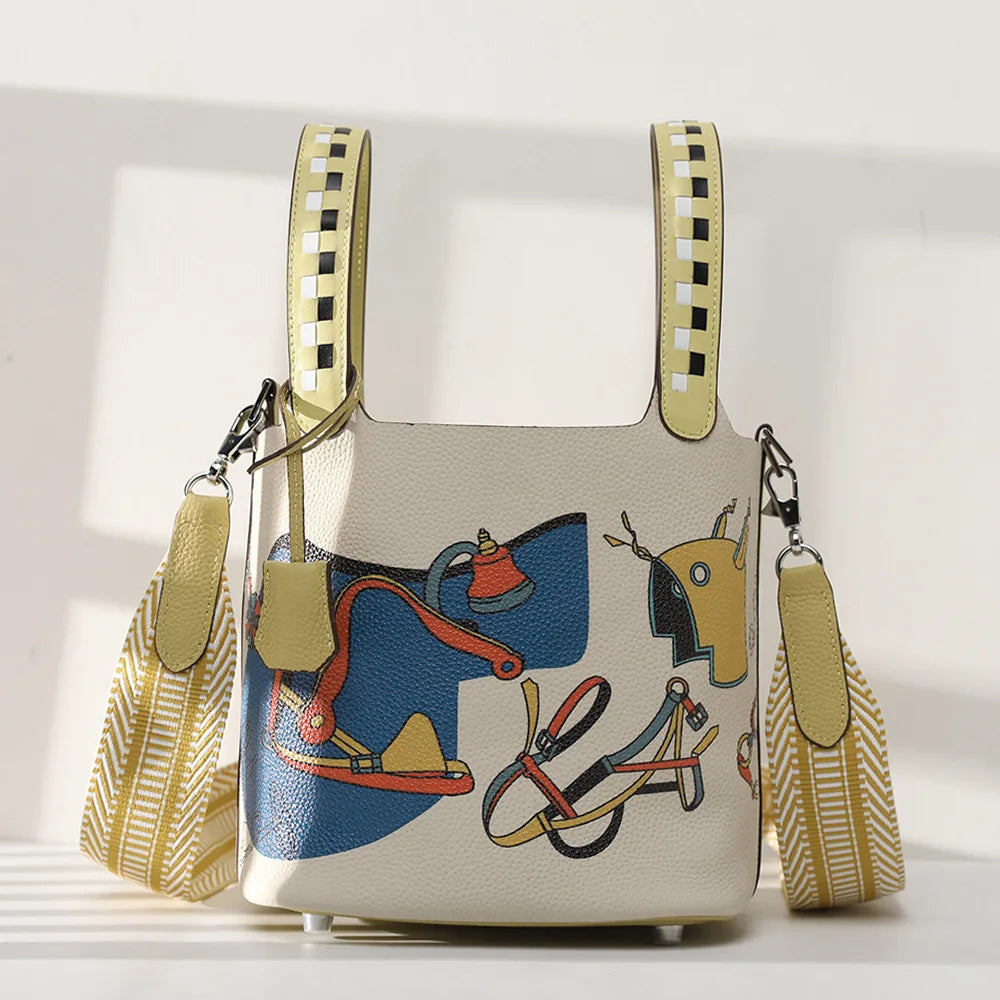 New Fashion Genuine Leather Bucket Bag | High-Quality Designer Handbag & Crossbody Luxegan