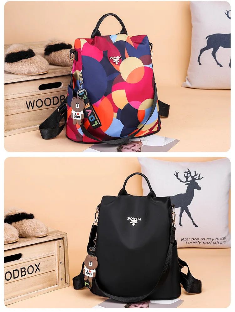 Fashion Women's Oxford Cloth Backpack | Lightweight School Bag for Teenage Girls | Trendy Ladies Travel Bagpack with Ribbon Decoration | Stylish Daily Mochila Feminina Luxegan