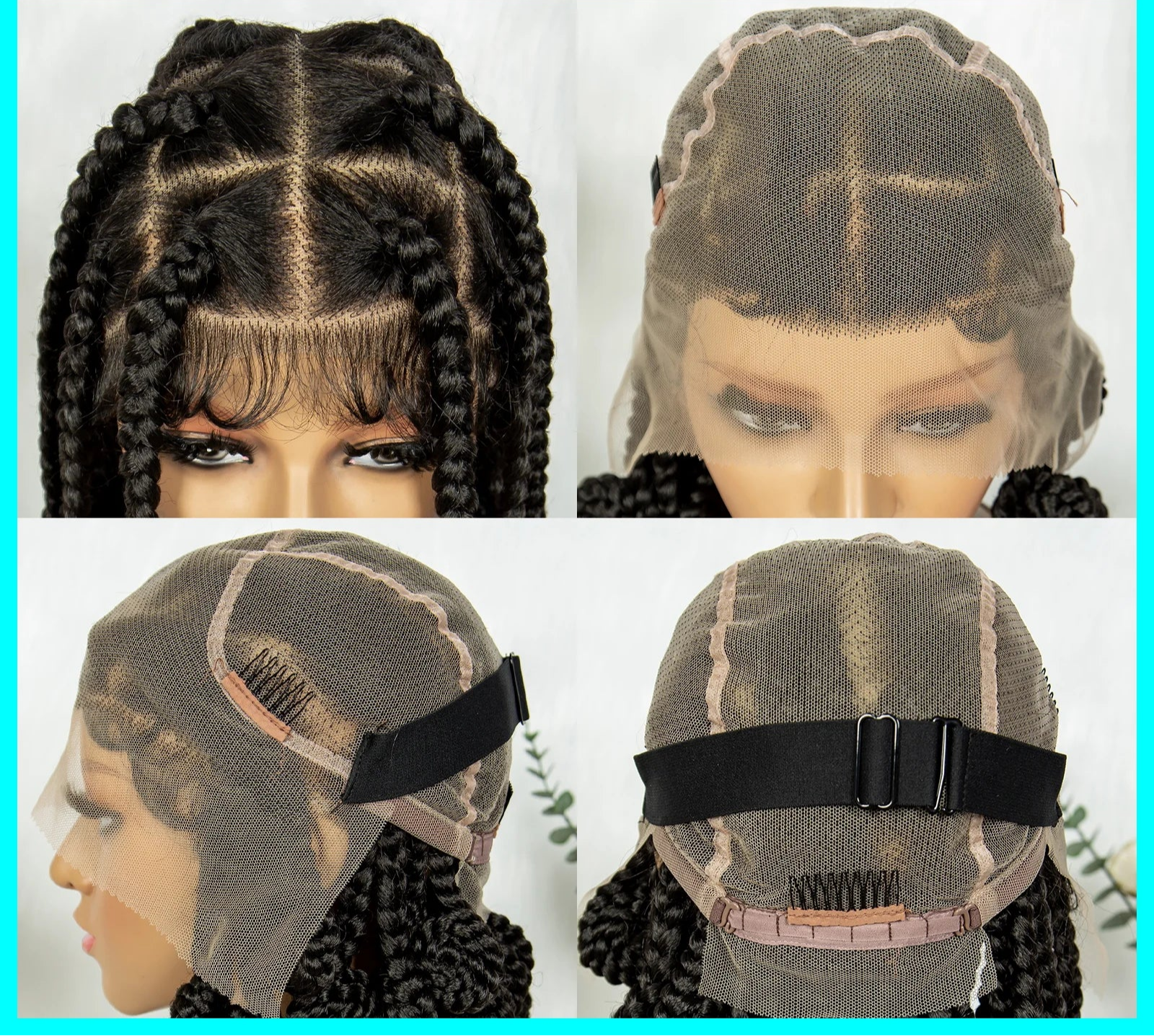 Handmade Bantu Knots Braided Full Lace Wig | Knotless Braids | Baby Hair | Synthetic Hair | Black Women