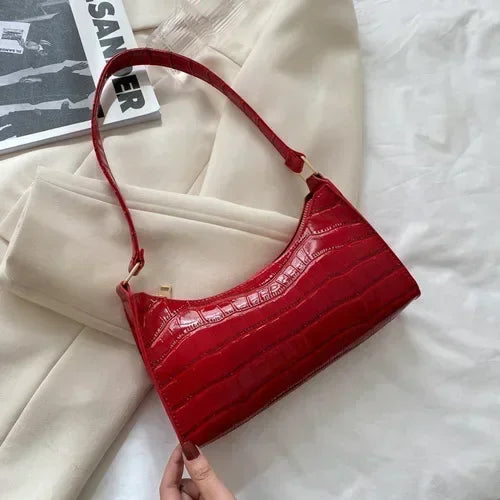 Soft Patent Leather Hobo Shoulder Bag | Korean Fashion Commuting Bag Luxegan