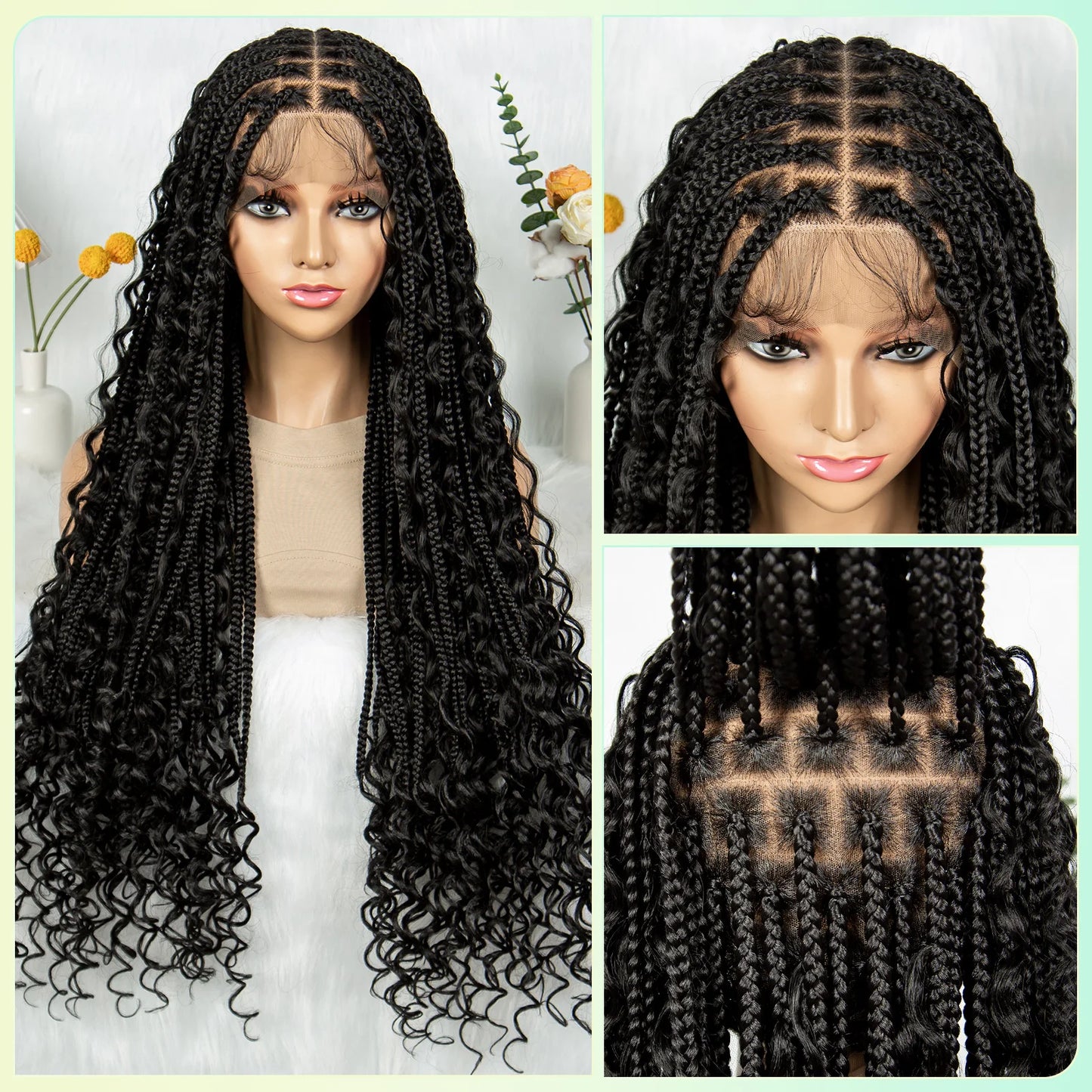 HD Transparent Boho Box Braids Wig | Full Lace | Knotless | Black Women & Girls Luxegan