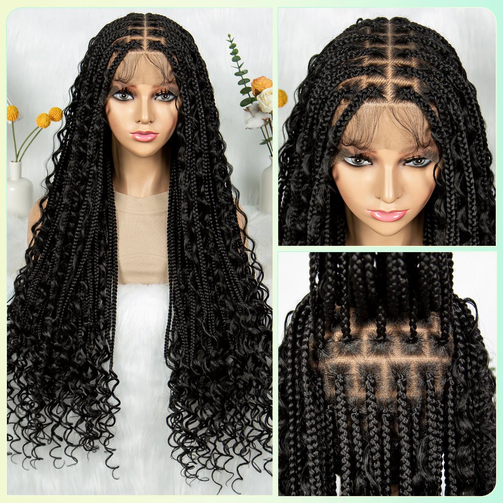 HD Transparent Boho Box Braids Wig | Full Lace | Knotless | Black Women & Girls Luxegan