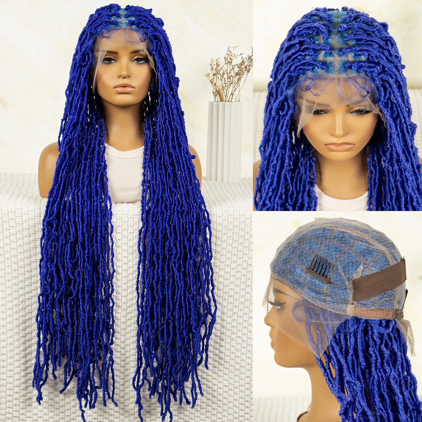 Red Box Braids Full Lace Wig | 36 Inches | Crochet Braids | Knotless | Kanekalon