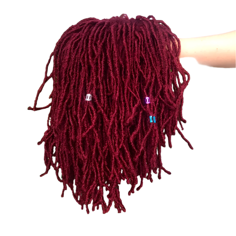 10" Short Braided Bob Wig | Faux Locs & Curly Twists | Black, Blonde, Red | Synthetic Hair