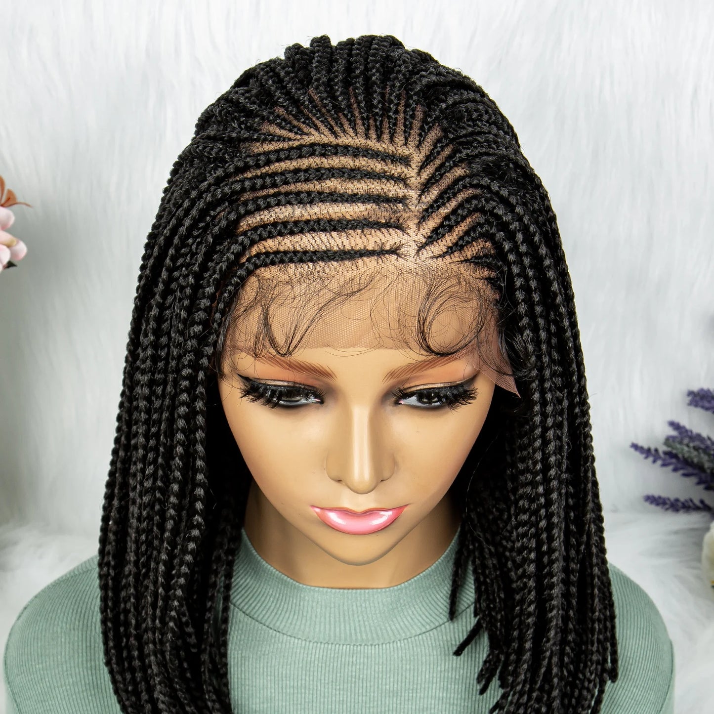 16" Short Knotless Box Braids Bob Wig | Lace Front | Afro Braided Hair Luxegan
