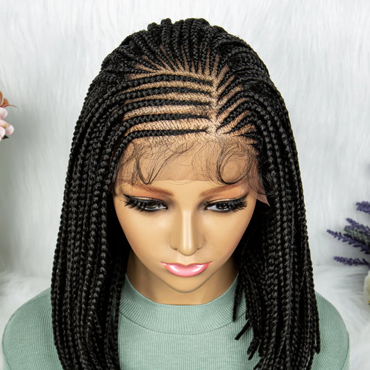 16" Short Knotless Box Braids Bob Wig | Lace Front | Afro Braided Hair Luxegan