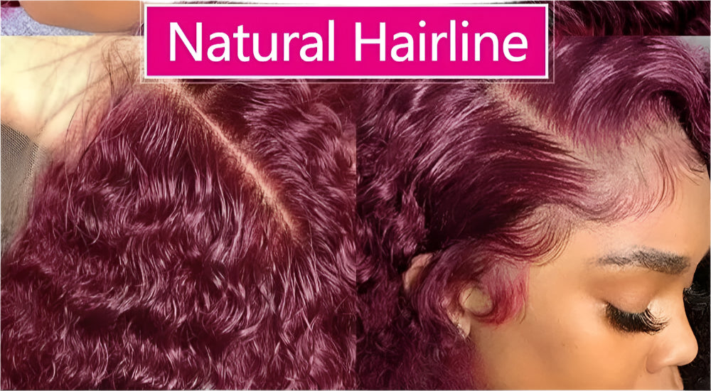 30" Curly Burgundy & Chocolate Brown 13x6 HD Lace Frontal Wig | 99J Colored Human Hair Wig for Women | Deep Wave Luxegan