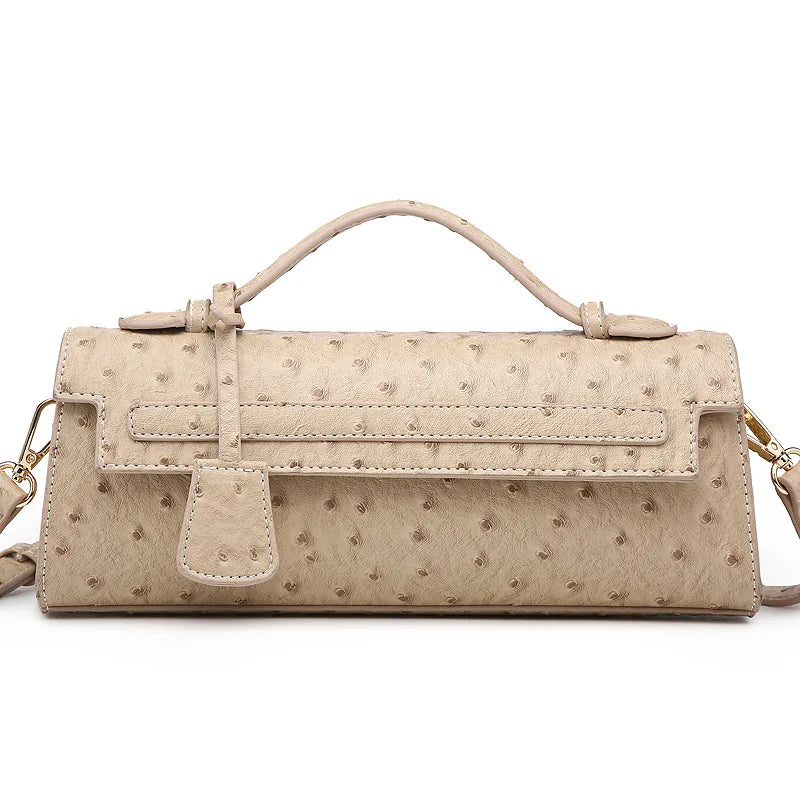 Hot Brand Design Serpentine Handbag | Luxury Ostrich & Snake Print Shoulder Bag | Fashionable Long Flap Messenger for Work, Travel & Parties Luxegan