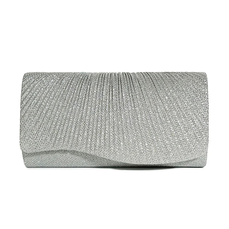 Women's Fold Glitter Handbag | Shiny Envelope Clutch & Pleated Mini Purse Luxegan