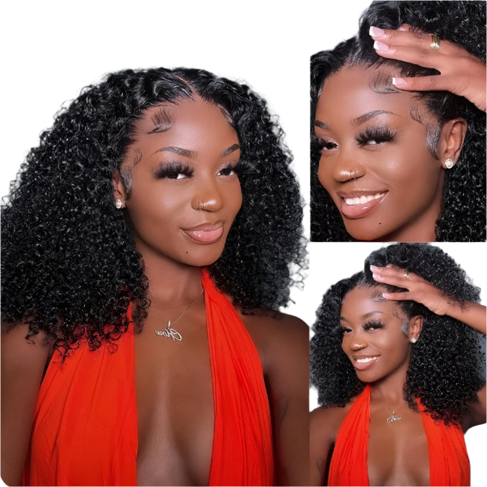 Kinky Curly Bob Wig | 13x4 Lace Front | Glueless | Wet & Wavy | Remy Human Hair