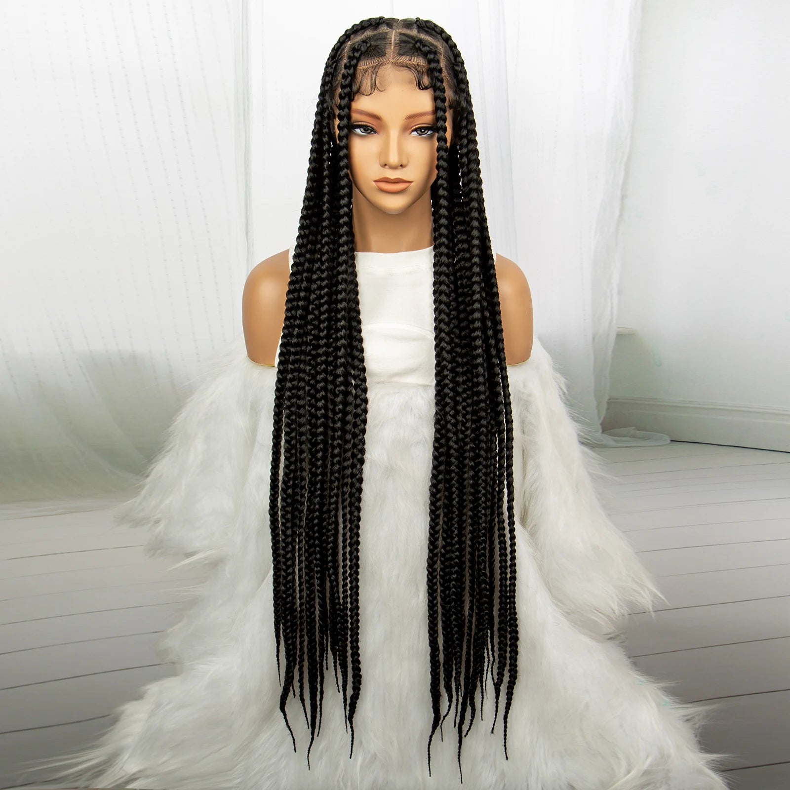 Beaded Dreadlocks Full Lace Wig | Knotless Box & Cornrow Braids Luxegan