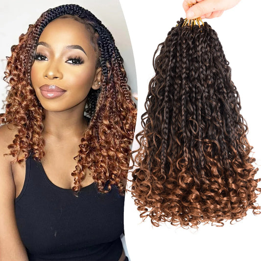 8 Packs 12" Goddess Box Braids Crochet Hair | Boho Braids with Curl Ends Luxegan